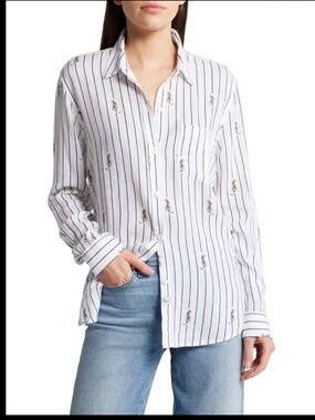 Rails Charli Stripe Linen Blend Button-Up Shirt